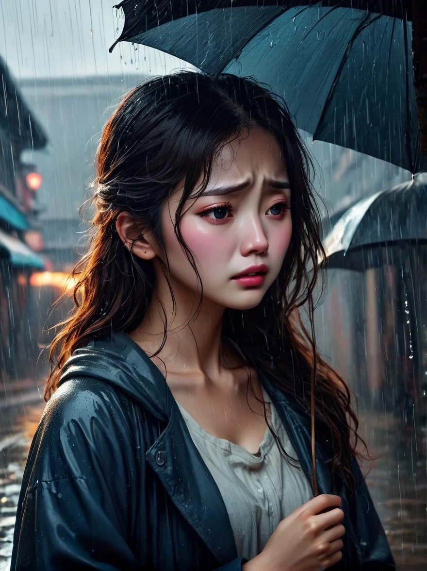 in the cold rain，A girl stands alone in a deserted place，Her figure looked particularly desperate。The rain hit her mercilessly，但它不有able力的&#39;Wash away the pain and despair in her heart。

Her eyes are empty and numb，Seems to have lost hope in life。her lips closed，It seems that I no longer have the strength to shout out the pain in my heart。Her hands hang limply at her sides，There is no warmth in the palm of my hand。

soak，Clinging to her body，Highlight her thin figure。her shoulders trembled，As if trying his best to suppress the despair in his heart。Her eyes are dull，without any focus，It seems that I have lost all expectations for this world。

The sound of rain is harsh，As if laughing at her helplessness and despair。She closed her eyes，Try everything in this world，But the despair inside is even stronger。She felt like she was about to be swallowed up by the rain，有able力的&#39;able&#39;can&#39;t find a way out。

Everything around becomes blurry and indifferent，She felt like she was slowly disappearing into the cold rain。Her heart was torn to pieces by despair，有able力的&#39;No more piecing together。She felt like she was heading towards endless darkness，有able力的 no longer find light and hope。