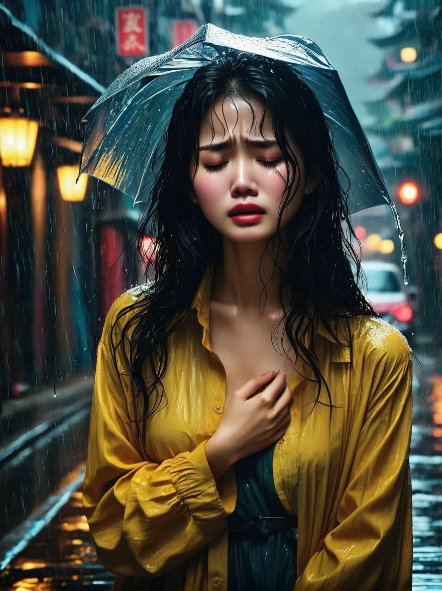 in the cold rain，A girl stands alone in a deserted place，Her figure looked particularly desperate。The rain hit her mercilessly，但它不有able力的&#39;Wash away the pain and despair in her heart。

Her eyes are empty and numb，Seems to have lost hope in life。her lips closed，It seems that I no longer have the strength to shout out the pain in my heart。Her hands hang limply at her sides，There is no warmth in the palm of my hand。

soak，Clinging to her body，Highlight her thin figure。her shoulders trembled，As if trying his best to suppress the despair in his heart。Her eyes are dull，without any focus，It seems that I have lost all expectations for this world。

The sound of rain is harsh，As if laughing at her helplessness and despair。She closed her eyes，Try everything in this world，But the despair inside is even stronger。She felt like she was about to be swallowed up by the rain，有able力的&#39;able&#39;can&#39;t find a way out。

Everything around becomes blurry and indifferent，She felt like she was slowly disappearing into the cold rain。Her heart was torn to pieces by despair，有able力的&#39;No more piecing together。She felt like she was heading towards endless darkness，有able力的 no longer find light and hope。