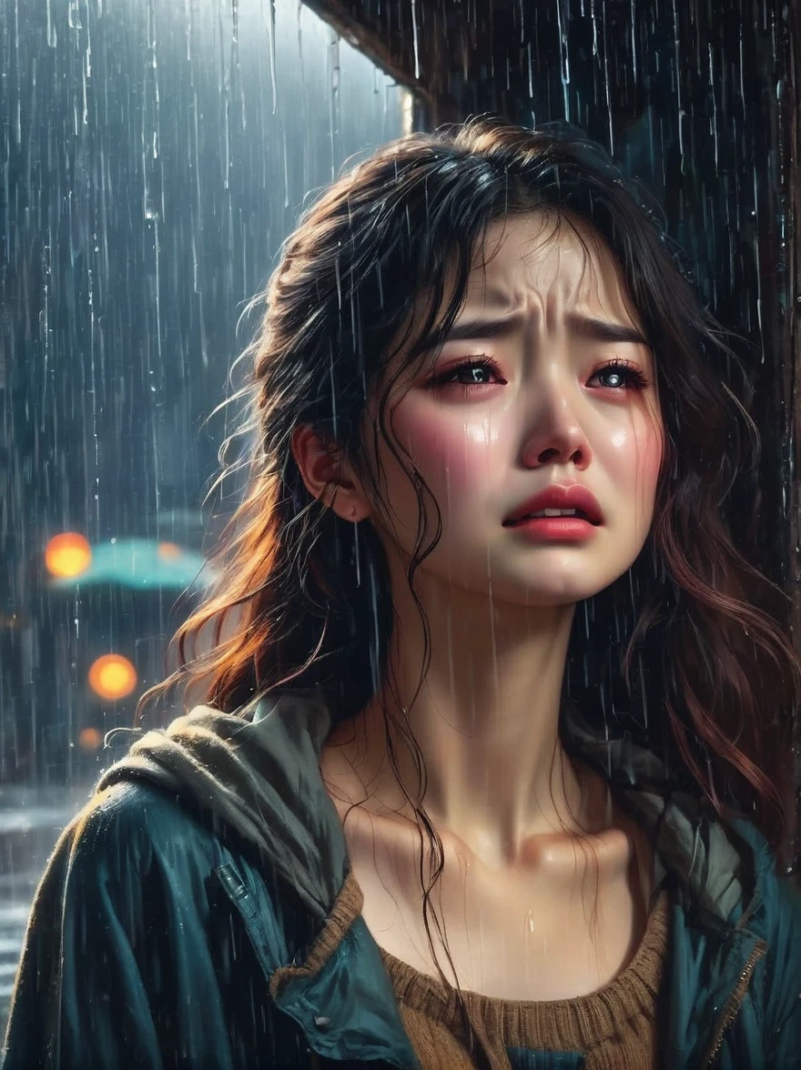 in the cold rain，A girl stands alone in a deserted place，Her figure looked particularly desperate。The rain hit her mercilessly，但它不有able力的&#39;Wash away the pain and despair in her heart。

Her eyes are empty and numb，Seems to have lost hope in life。her lips closed，It seems that I no longer have the strength to shout out the pain in my heart。Her hands hang limply at her sides，There is no warmth in the palm of my hand。

soak，Clinging to her body，Highlight her thin figure。her shoulders trembled，As if trying his best to suppress the despair in his heart。Her eyes are dull，without any focus，It seems that I have lost all expectations for this world。

The sound of rain is harsh，As if laughing at her helplessness and despair。She closed her eyes，Try everything in this world，But the despair inside is even stronger。She felt like she was about to be swallowed up by the rain，有able力的&#39;able&#39;can&#39;t find a way out。

Everything around becomes blurry and indifferent，She felt like she was slowly disappearing into the cold rain。Her heart was torn to pieces by despair，有able力的&#39;No more piecing together。She felt like she was heading towards endless darkness，有able力的 no longer find light and hope。