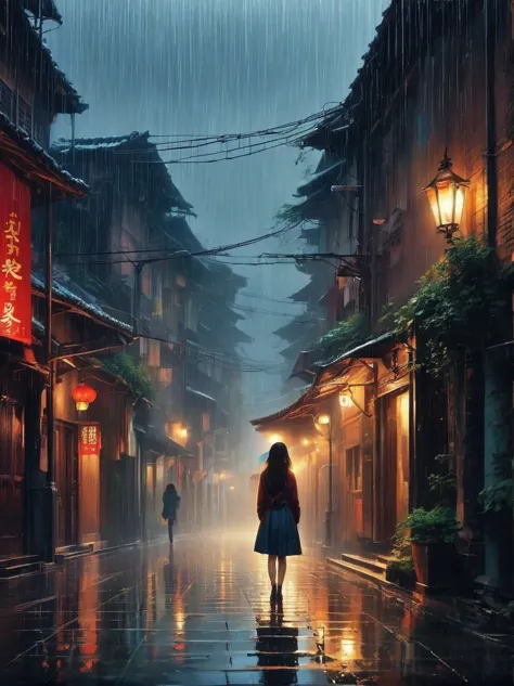 in the cold rain，A girl stands alone in a deserted place，Her figure looked particularly desperate。The rain hit her mercilessly，但...