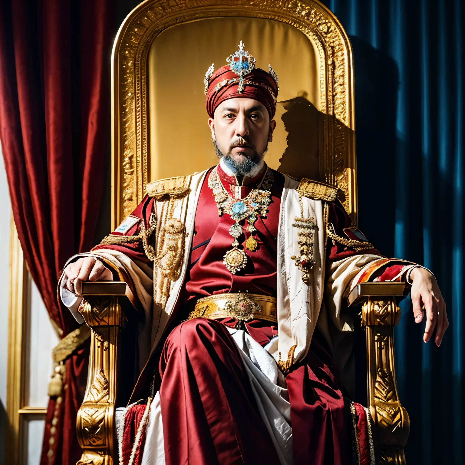 Sultan Suleiman assis sur le trône, jeune