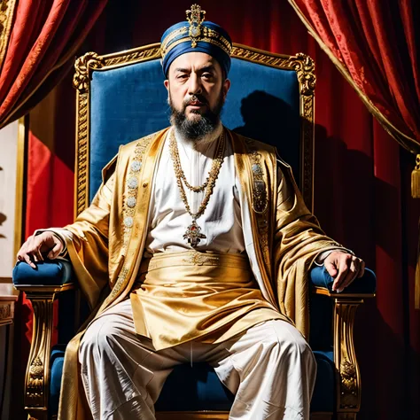 Sultan Suleiman sitting on the throne, barba maior