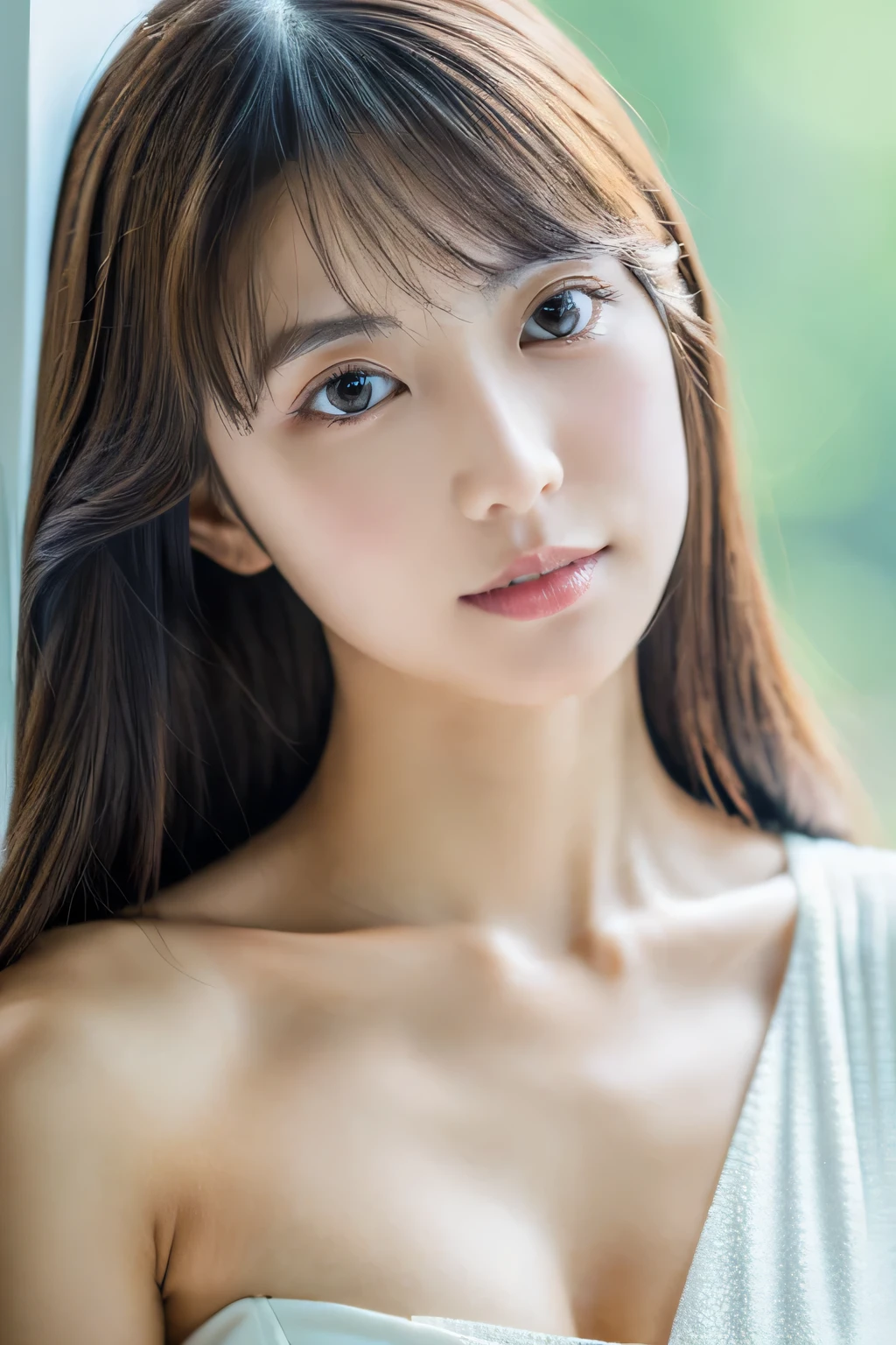 masterpiece, highest quality, Photoreal, Super detailed, finely, High resolution, 8k wallpaper, Professional, Advanced level of detail, 1 girl, thin japanese woman, ((facing the front)), detailed clavicle, perfect face, straight hair, white mini dress、pose for a full body shot
