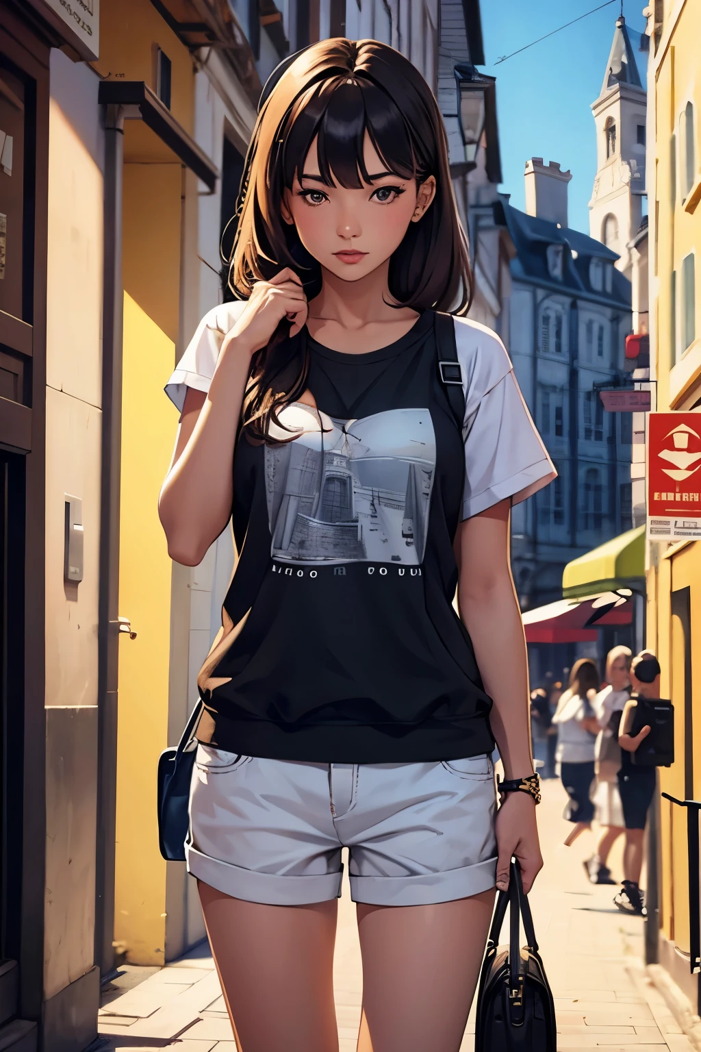 best quality, detailed background, girl, ,euro_street, random_wear,