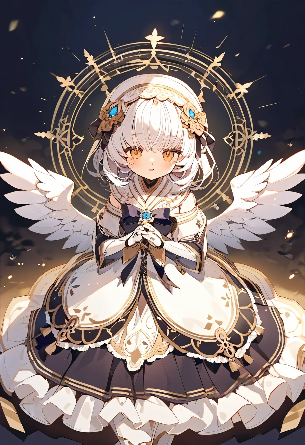 Belle fille　robot　Android　ange　fond mystérieux　Mignon　spirituel