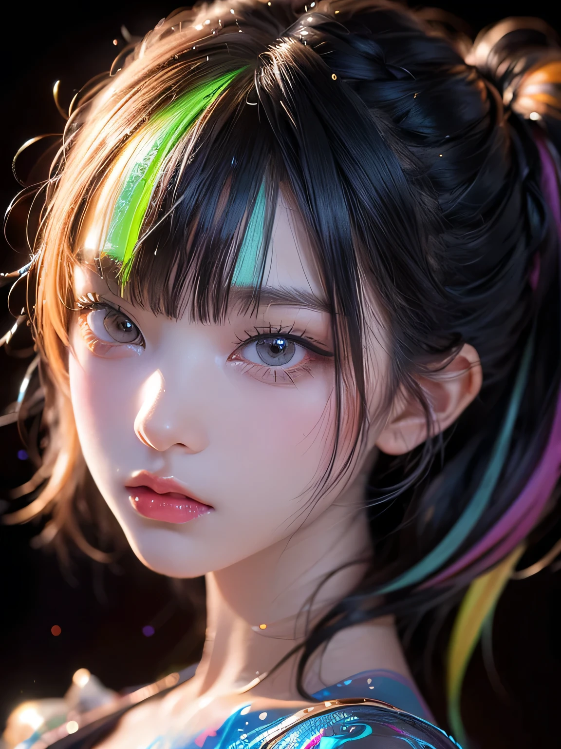 เรืองแสงในที่มืด ，สีกระเด็น，Captivating psychedelic surreal neon amazing universe สวย gorgeous women in a bright colorful neon light，มาร์ค ไรเดน、แดเนียล เมอร์เรียม、สีนีออนสดใสในสไตล์ของ Frank Frazetta และ Boris Vallejo, 、เสื้อผ้าแฟชั่น，รองเท้าแตะ，ความสมจริงสุด ๆ, ทริปปี้, หรูหรา, สวย, รายละเอียดที่ดี, รายละเอียดที่ซับซ้อน, มีรายละเอียดมากเกินไป, ภาพวาดสีน้ำมัน, สีที่ซับซ้อน, ยิงปานกลาง