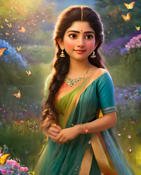 looks like sai pallavi, 1girl, solo, full body, (masterpiece:1.21), (best quality:1.2), colorful, (illustration:1.2), (cinematic...