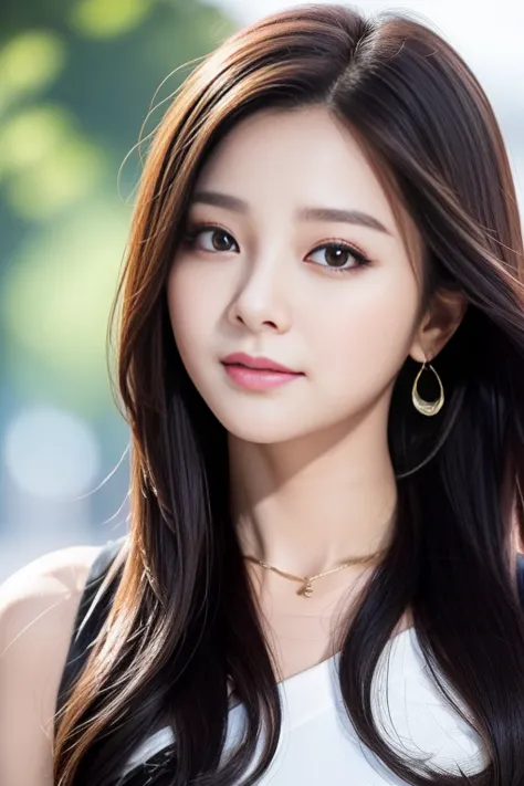 Close-up of woman with long hair and black top, Tzuyu twice, Actress from Korea, Gorgeous young Korean woman, Cute Korean actres...