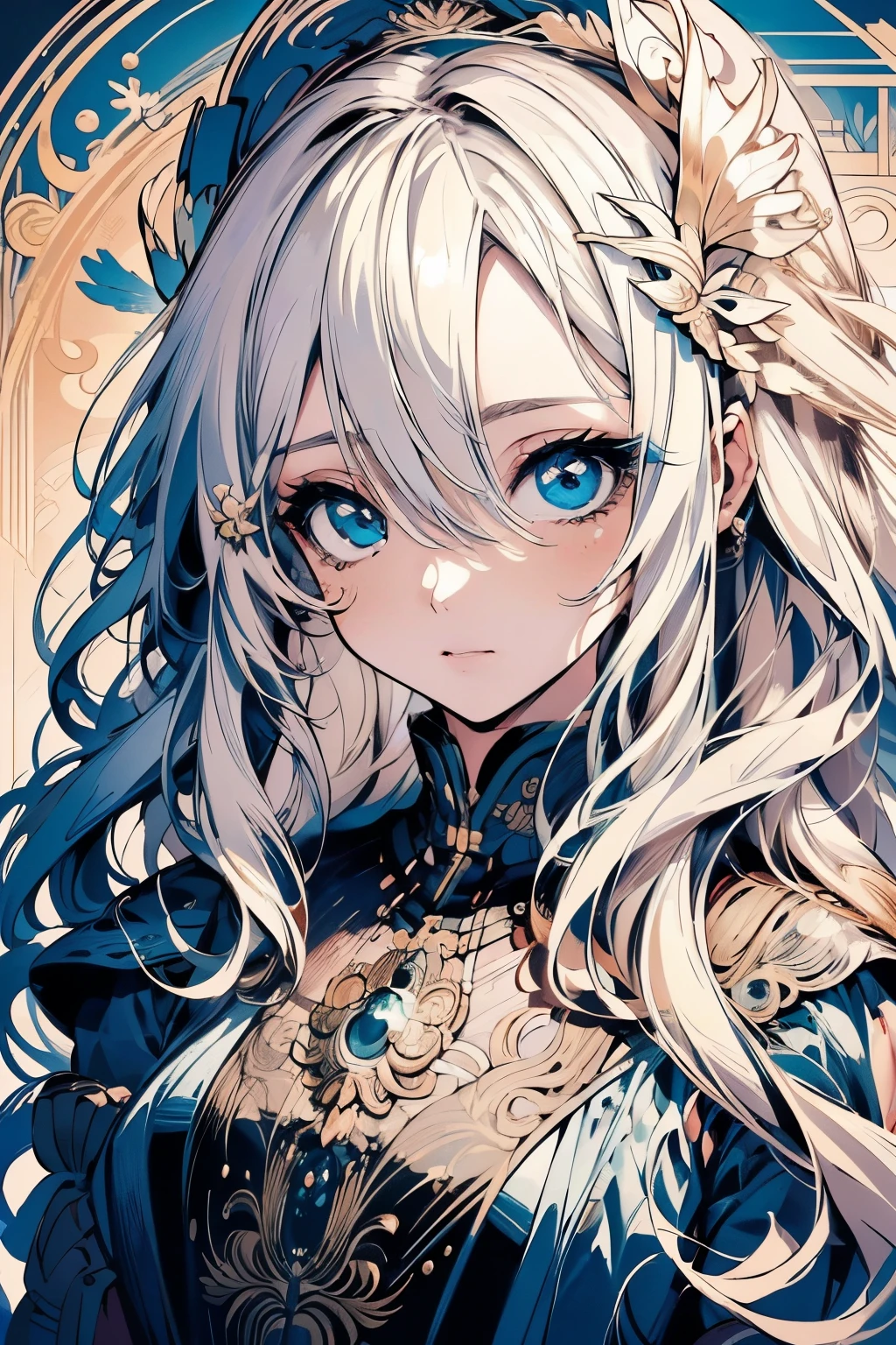 calidad 4K:1.2,super beautiful illustration:1.2,Seraph,((6 alas blancas en la espalda)),rubio,estilos de pelo largo,((hermosos ojos azul cobalto:1.2)),cielo