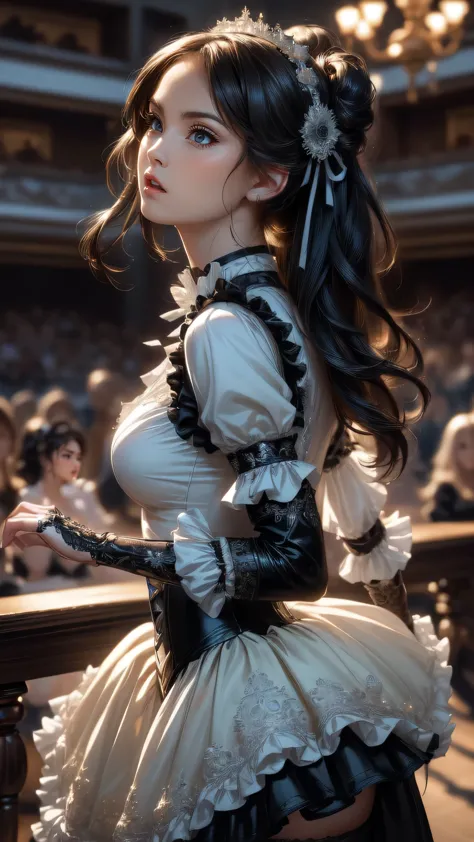 (random dance poses:1.2),White Gothic Lolita,(fantasy art,best image quality,(8K),Super realistic,最high quality, high quality, H...