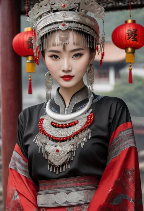 (masterpiece，high quality，8K).beautiful chinese girl，Skin details，Bright Eyes，Fine lashes，unique，Gaze at the viewer，Miao，silver ...