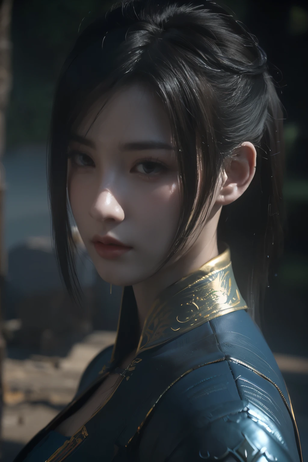 Masterpiece,Game art,The best picture quality,Highest resolution,8K,(Portrait:1.5),Unreal Engine 5 rendering works,(Digital Photography),
Girl,Beautiful pupil,(Gradual short hair is blue and red),Busty,(Big breasts),
(A female general in the ancient fantasy style),(Future combat dress combined with Chinese fantasy style clothing,Chinese style Han costume),Ribbon,Ancient magic patterns glow,Armor rich in detail,(Ancient fantasy),
Movie lights，Ray tracing，Game CG，((3D Unreal Engine))，OC rendering reflection pattern