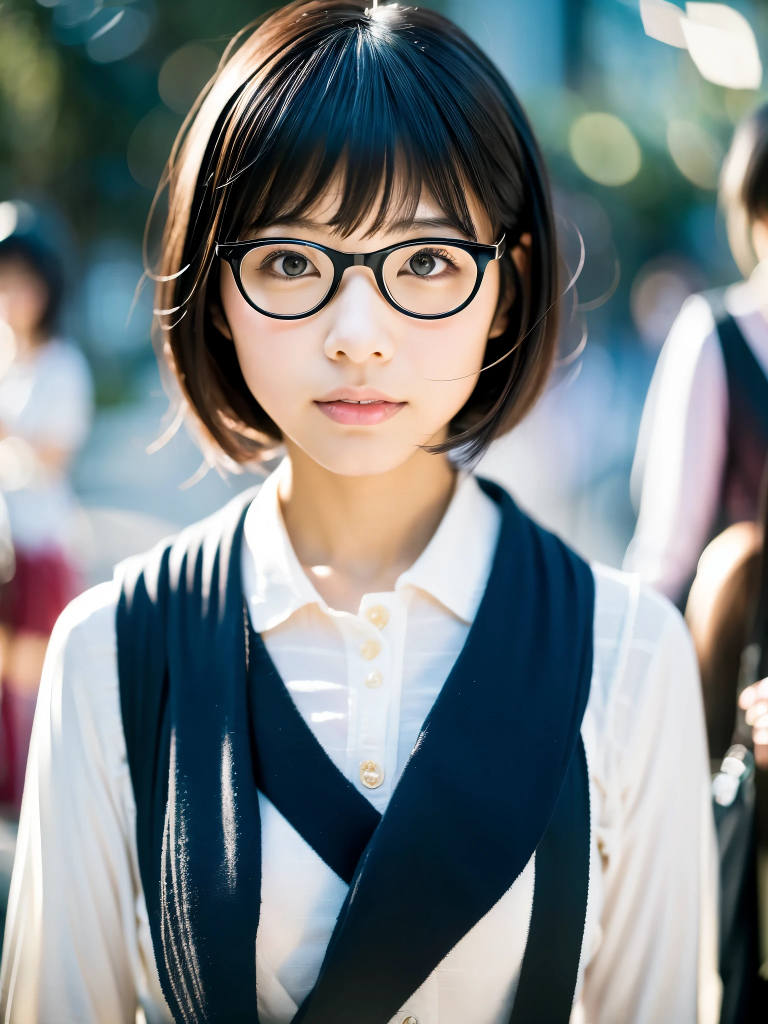 Fille célibataire Japon Peau claire Intellectuel Lunettes Taisho Romance Vêtements japonais Bob Cheveux noirs Japon Mince Carence en pigments