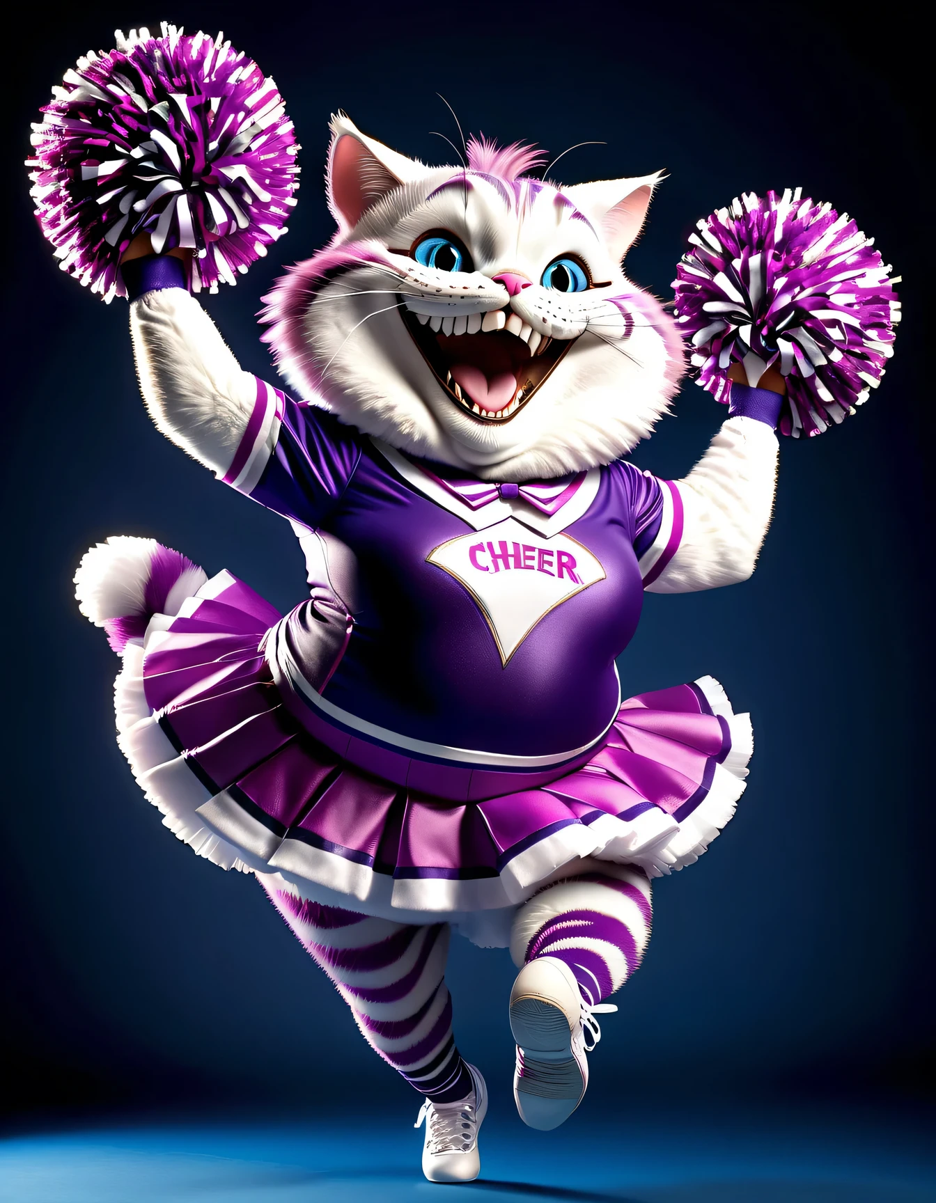 A close up of a cat dressed in a cheerleader outfit - SeaArt AI