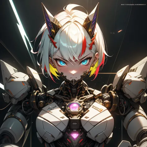 masterpiece anime robot beutiful water skin dragon cat girl magic, aesthetic_eyes, detailed eyes, demon horn, mask, glowing, ran...