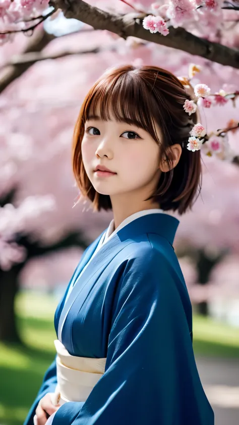 cute１６young girl、A girl who beautifully wears a kimono、A girl wearing a beautiful colored kimono、one girl、Natural colored kimono...