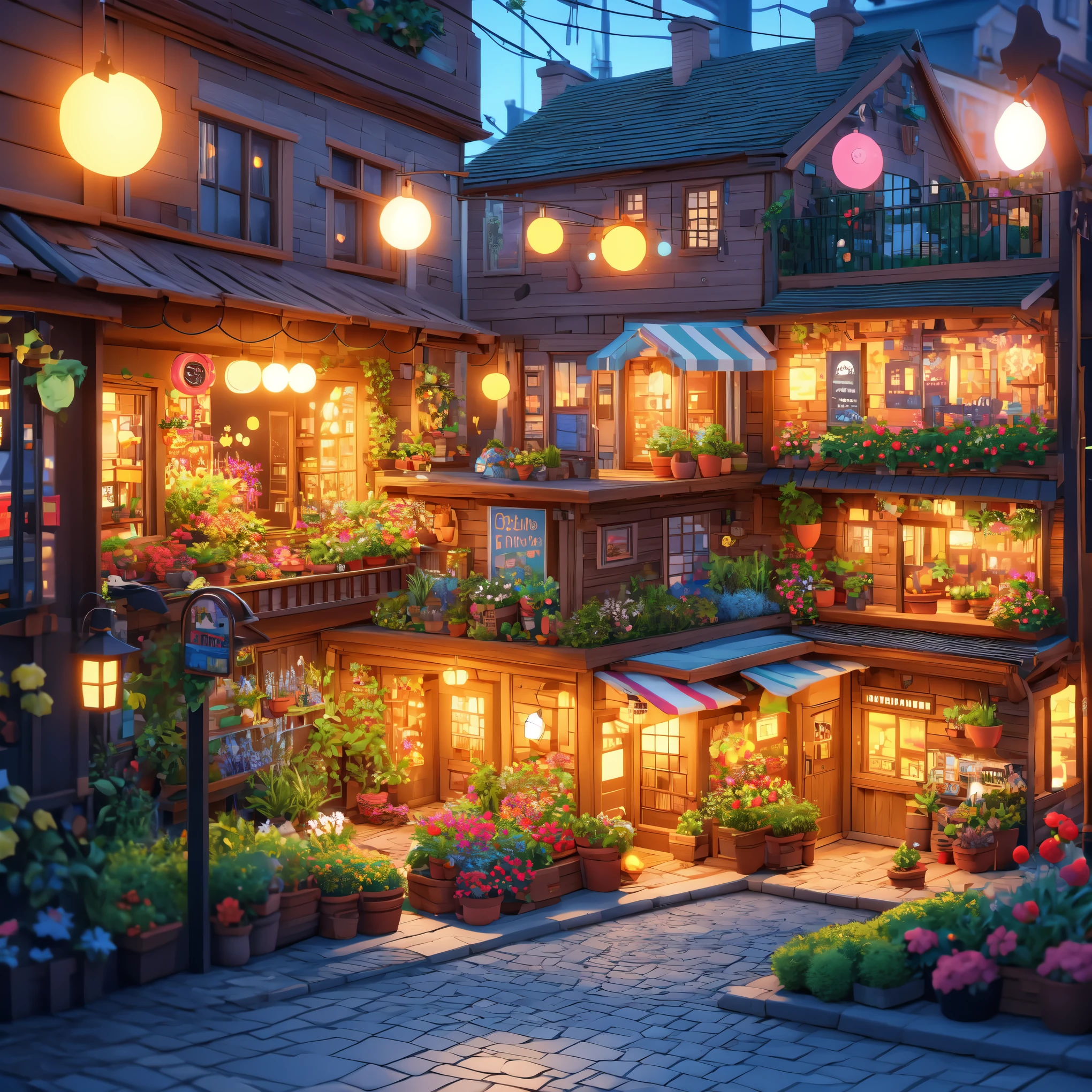 cute, garden, street, shop, 3D artwork, world, blender, OC renderer, dribble high detail 8k, studio lighting --v 6