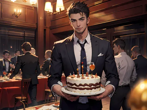 handsome man , Birthday party in hotel