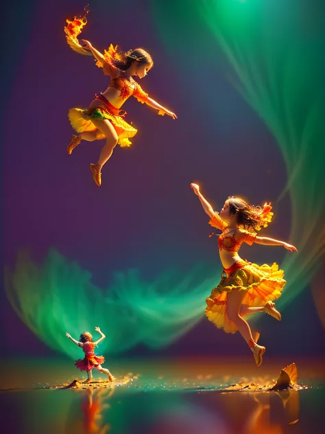 ((children dancing on the sea surface:1.5)), epic:1.4, ((eye-catching and colorful:1.5)), ((Imaginative scene)), ((very detailed...