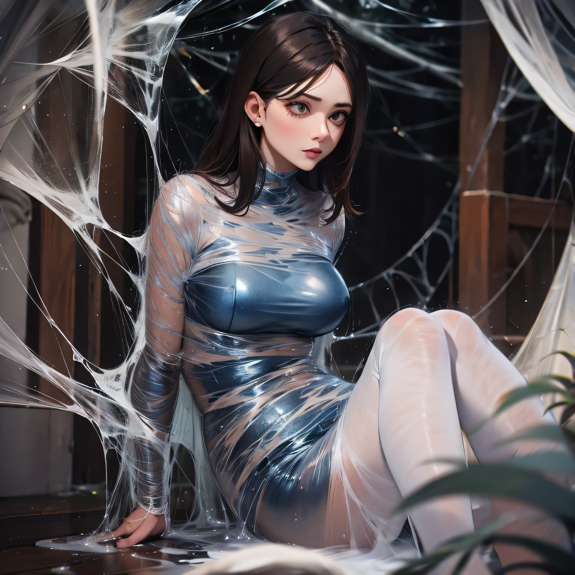 a girl trapped in the cobweb