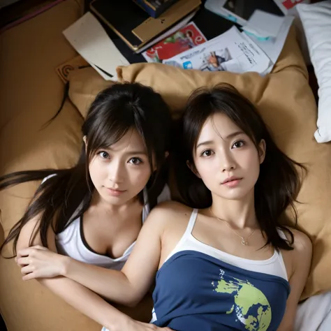 two people、identical twin sisters、best image quality,, ultra high resolution, (fidelity:1.4),realistic woman,realistic body, pho...