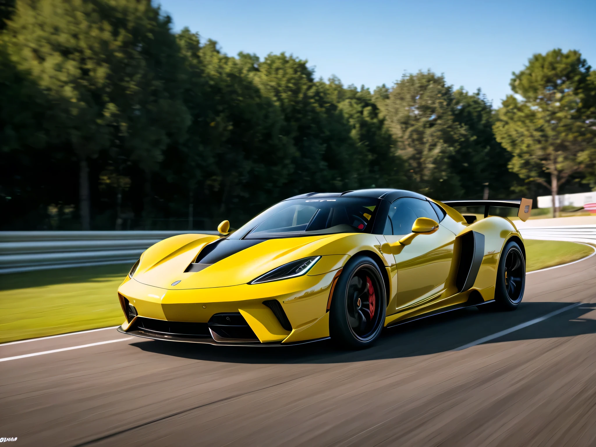 64K, UHD, super detail, best quality, best details, super realistic, photo realistic, 360 view, Ultra-Wide Angle, Wide-Angle, highly detailed race track, (an very attractive girl is standing in front of two detailed hyper cars, counting down to start the race, holding a small flag, lifting it when they pull away to race each other, wheels spinning, hyper car is racing full speed), (camera angle front wheel), ((showcasing the hyper car's power, motion blur, motion lines)), (detailed spinning tires, realistic tire smoke)