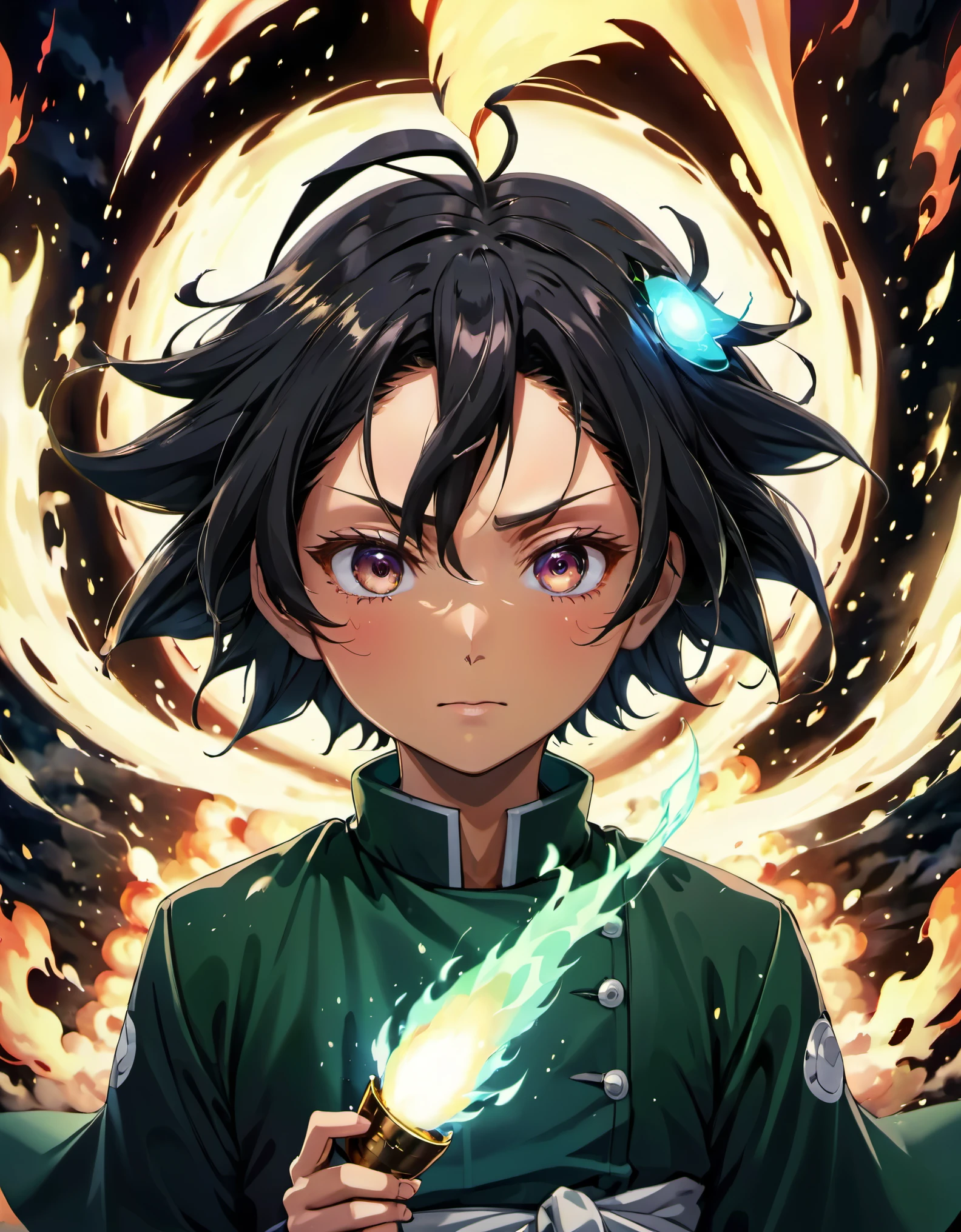 Tanjiro kamado wallpaper, highly detailed, surrealism, anime, dynamic lighteffect, high definition, 8k, anime art , highly detailed face