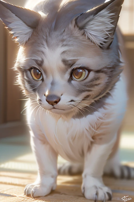 (best quality,4k,8k,highres,masterpiece:1.2),ultra-detailed,(realistic,photorealistic,photo-realistic:1.37),animals, animals scene, melancholic expression, nure-onna, animals, fox head, wolf torso, owl wings, snake tail, quadrupeds