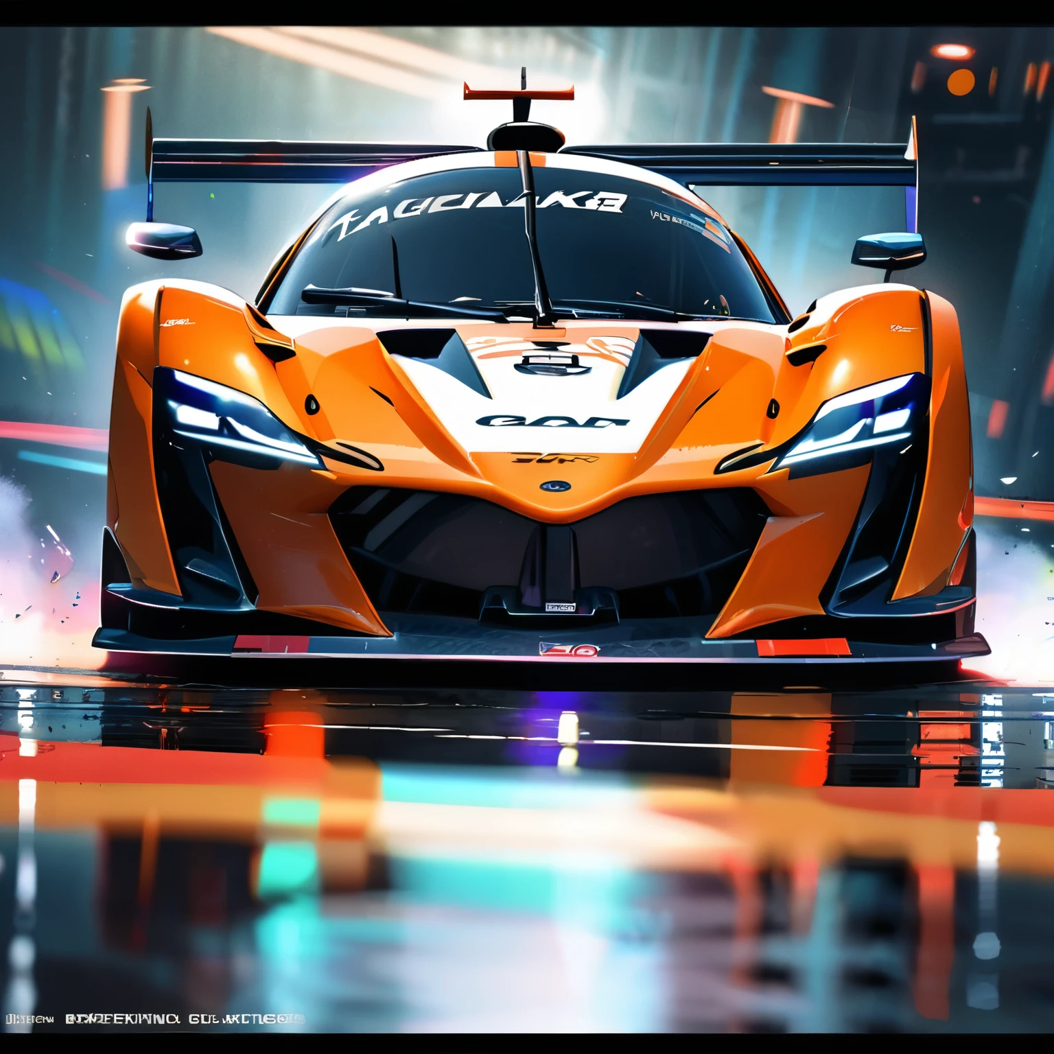 (best quality,8k,highres, masterpiece:1.2), ultra-detailed, HDR, UHD, studio lighting, ultra-fine painting, sharp focus, physically-based rendering, extreme detail description, vivid colors, professional, bokeh, portraits, concept artists, warm color palette, dramatic lighting,1 racing car,speedy, vivid coloring racing car,anime style,distant view,Driving at breakneck speed on the circuit, sunlight reflecting off the windshield,side view,