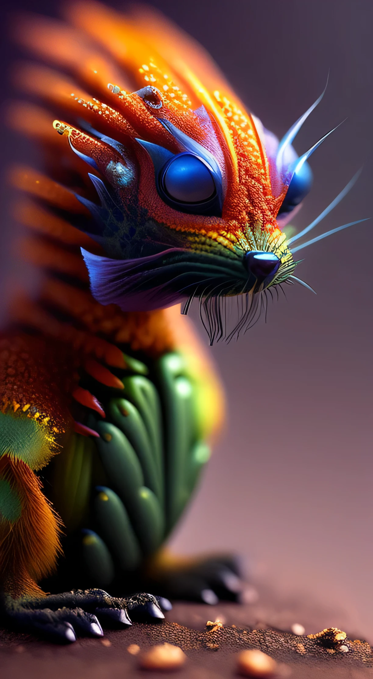 Cute creature from space. terraformation. alien flora, Fotografia macro de Miki Asai, fechar-se, hiper detalhado, trends on Artstation, sharp focus, studio photo, detalhes intrincados, altamente detalhado, detalhes rosa cristalino e dourado, pele detalhada brilhante.