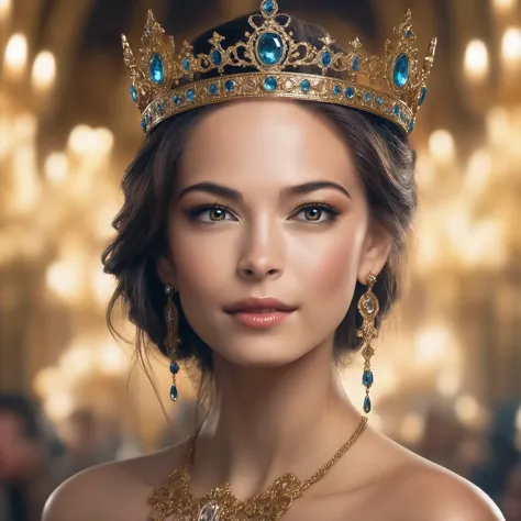 cinematic photo highly detailed portrait of ((ohwx woman)) as an elegant goddess, ornate crown, beautiful symmetrical face, digi...