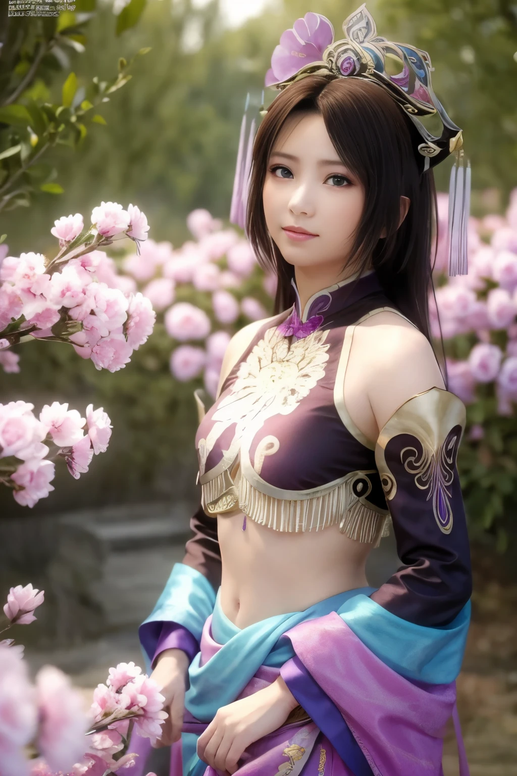 Diaochan of the Romance of the Three Kingdoms,masterpiece、field,lawn area,beautiful girl、fine eyes、puffy eyes、highest quality, 超High resolution, (reality: 1.4), movie lighting、Japanese、asian beauty、Korean、super beautiful、beautiful skin、(超reality的な)、(High resolution)、(8K)、(very detailed)、(美しくfine eyes)、(Super detailed)、detailed face、bright lighting、professional lighting、diagonal bangster piece:1.4),(highest quality:1.4),(confused:1.4)