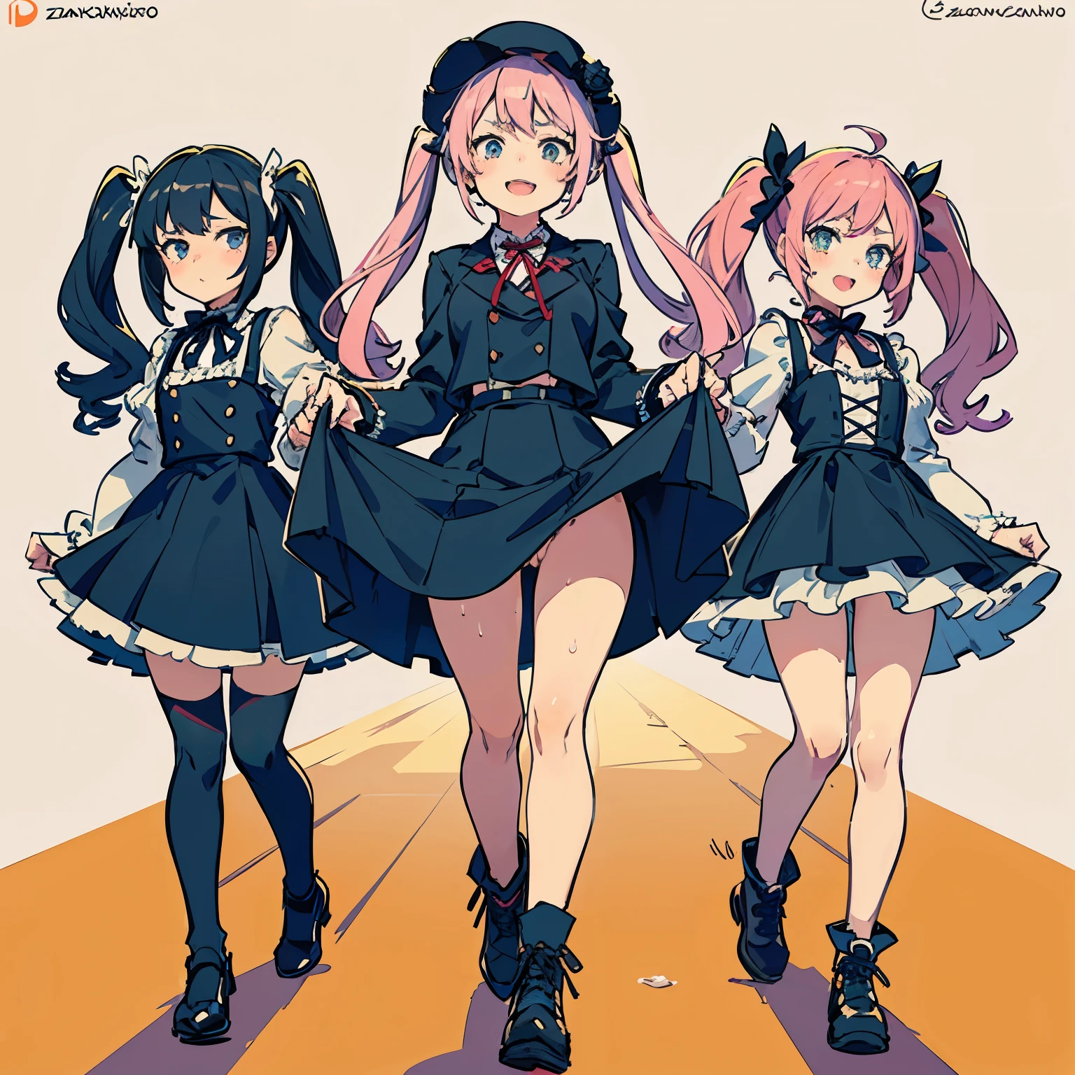 Tres chicas anime con uniformes escolares están juntas - SeaArt AI