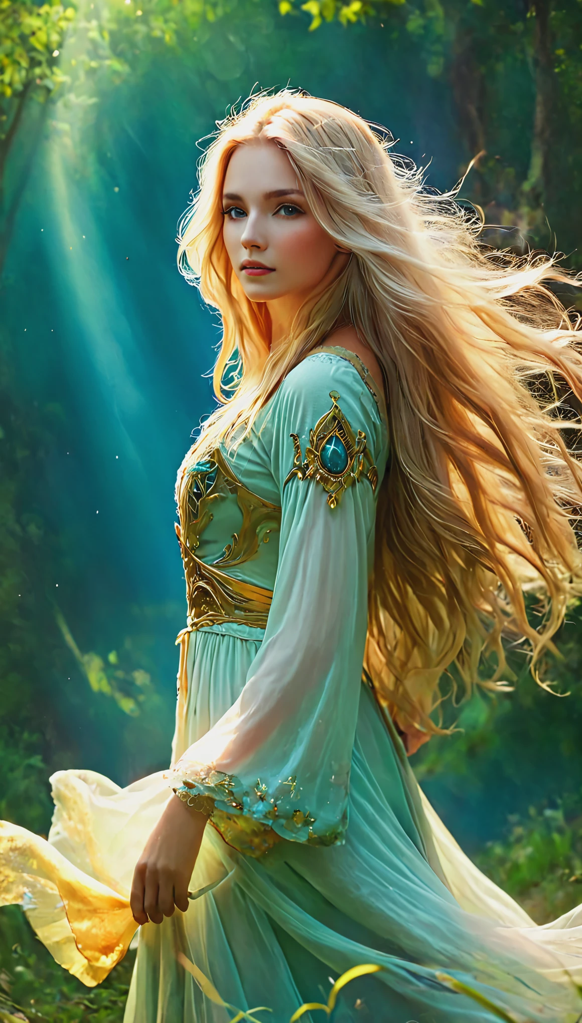 Blonde with long hair, spirit of the earth 