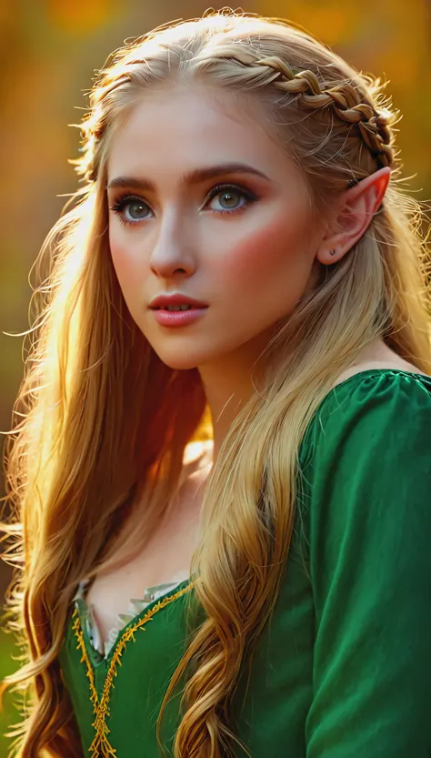Blonde with long hair, elf 