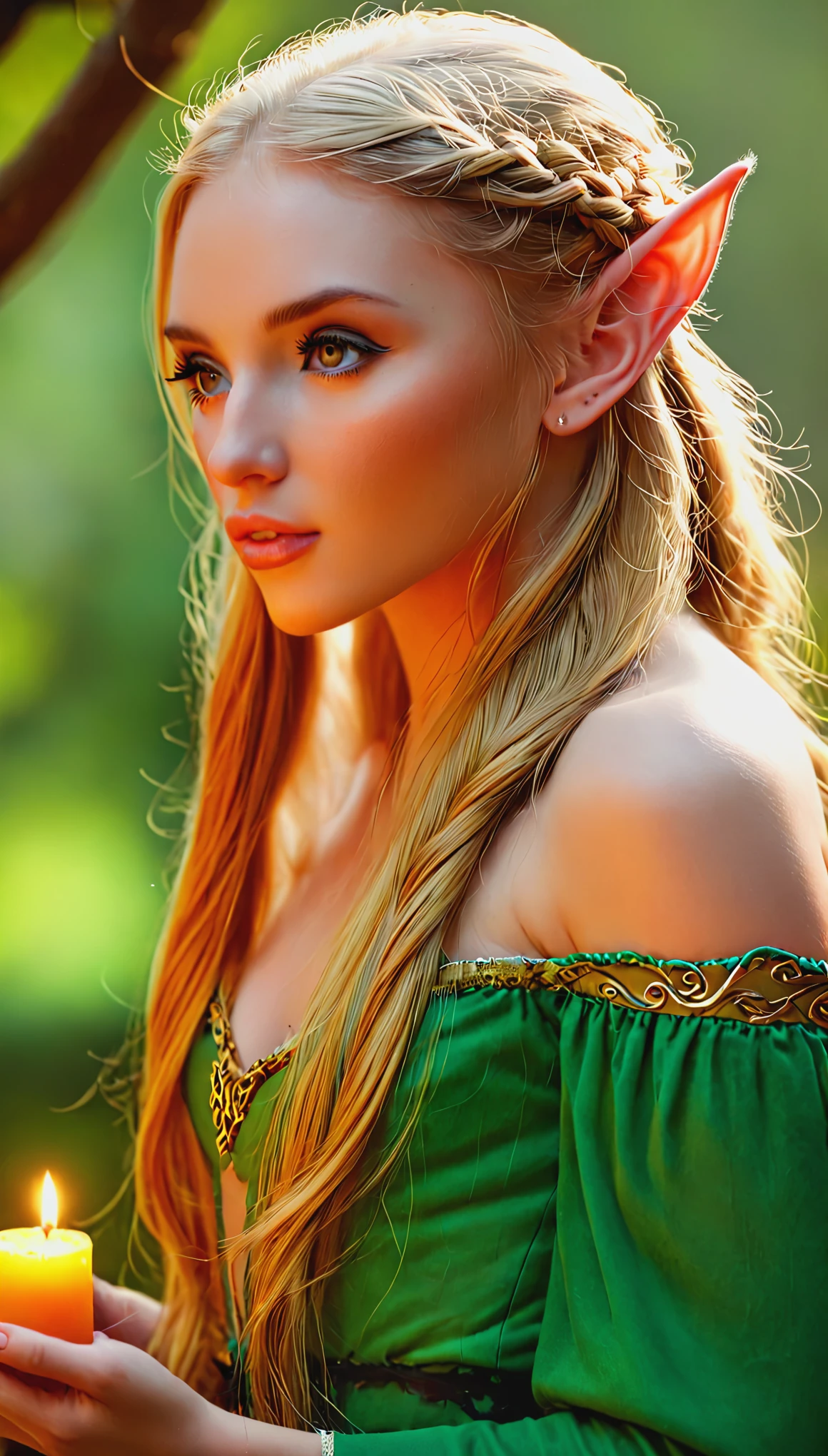 Blonde with long hair, elf 