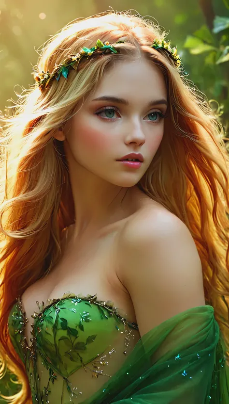 Blonde with long hair, faery 