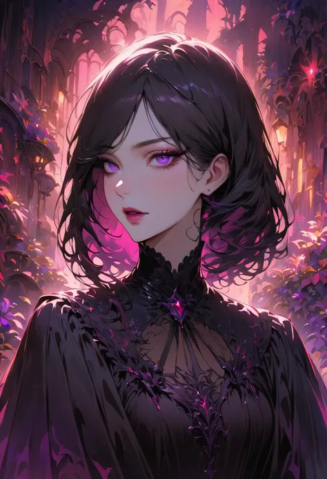 Anime Porn Dark Elves Hentai - Anime girl with black hair and blue eyes in a black dress - SeaArt AI