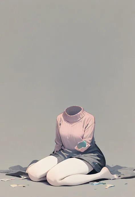 nobody, 1 girl, alone,Headless, no legs, no weapons, No weapons, Simple background, outdoor, daylight lighting, pastel colors
