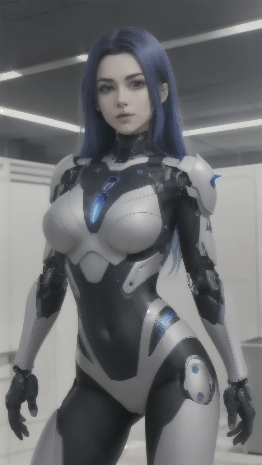  woman character, artificial intelligent woman, cybernetic armor, linda, hologram of beautiful 12 year old woman