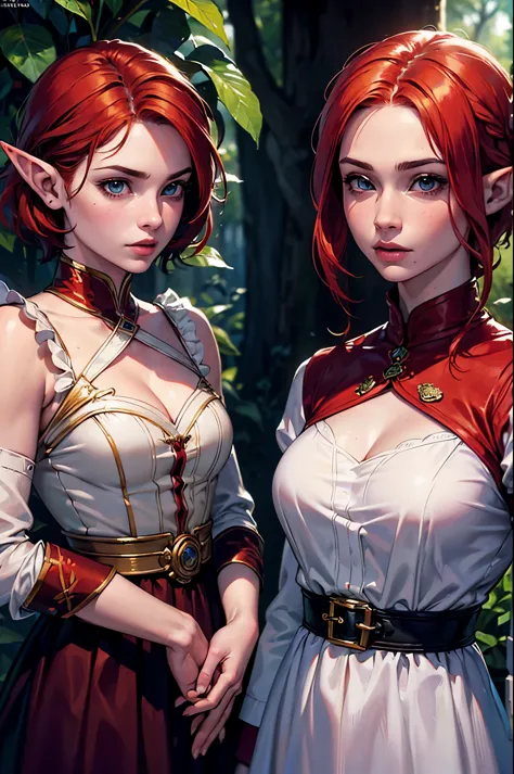 (high quality, detailed, vivid colors:1.2),(realistic,photorealistic,photo-realistic:1.37),portraits,two elf girls, elf sisters,...