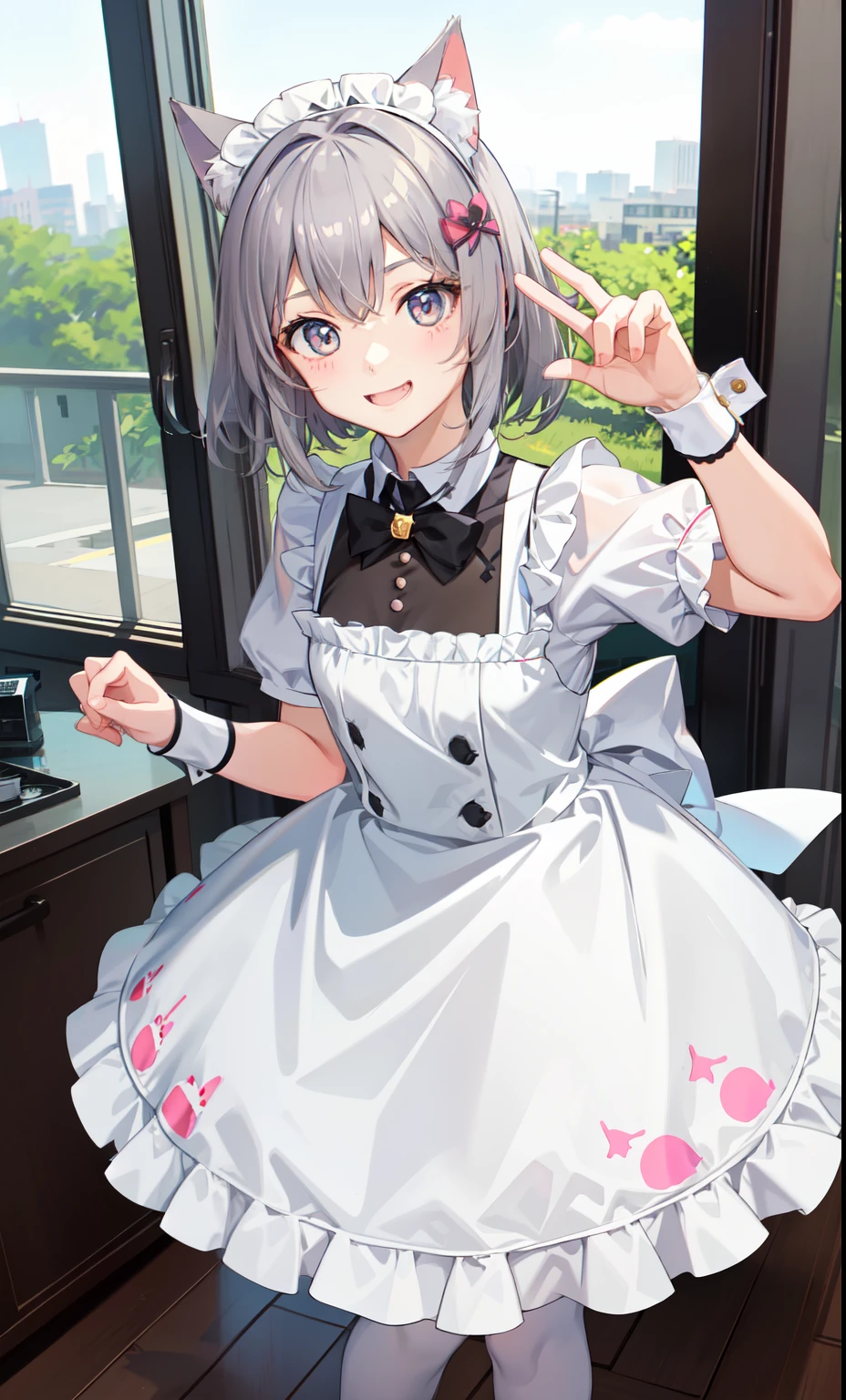 Anime girl in a maid dress posing for a picture - SeaArt AI