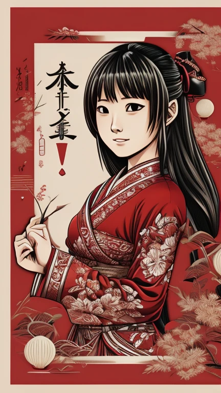 Textures,caligraphic line art japanese woman and temple ink color style ,Comic book,cartoon,intricate details,sharp focus,3d, high resolution,chans,wong-chans