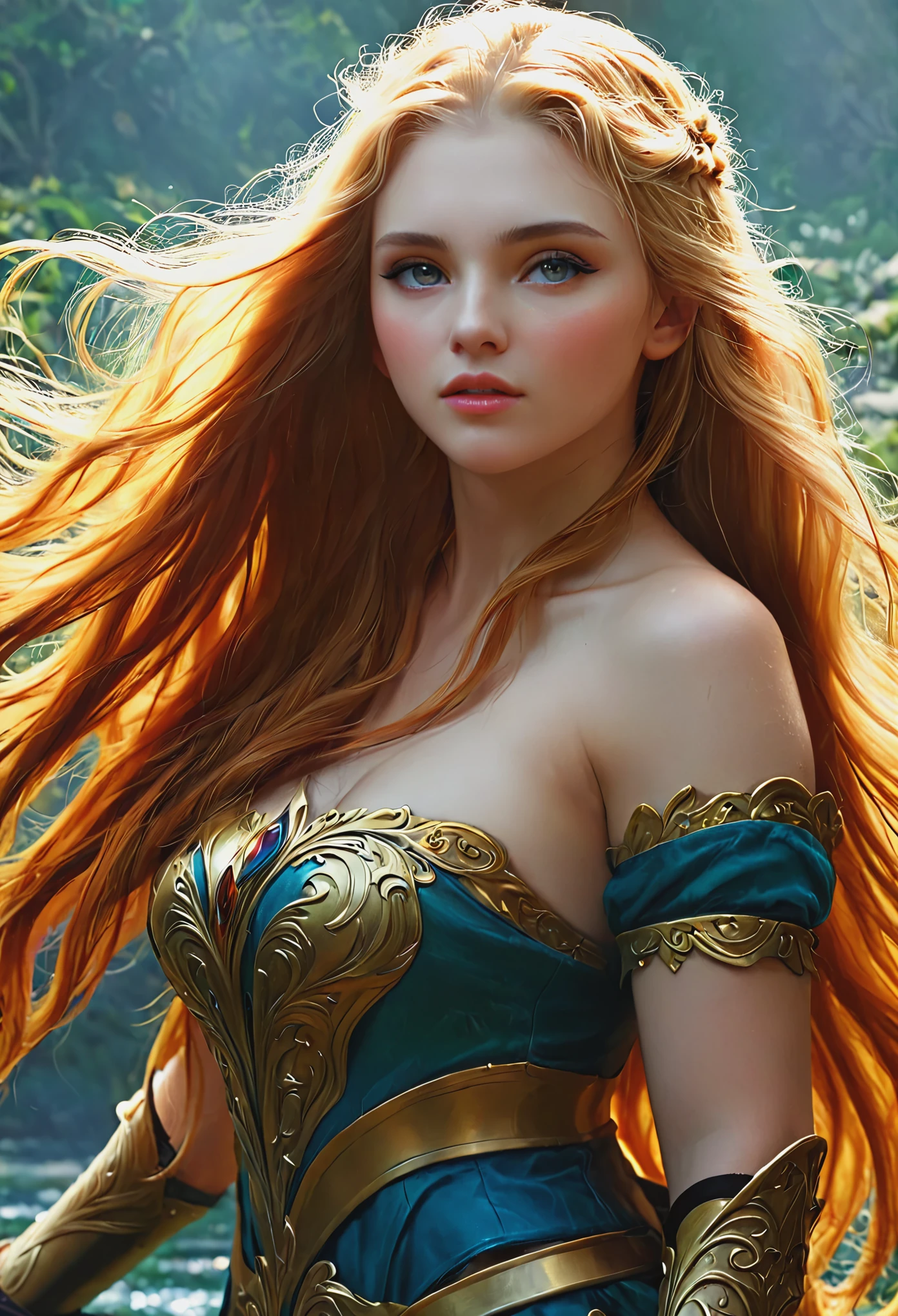 Blonde with long hair, an epic fantasy