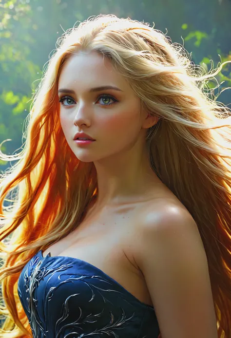 Blonde with long hair, an epic fantasy