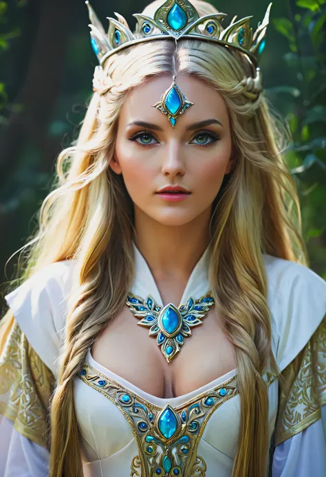 Blonde with long hair, The Great Priestess in full size 