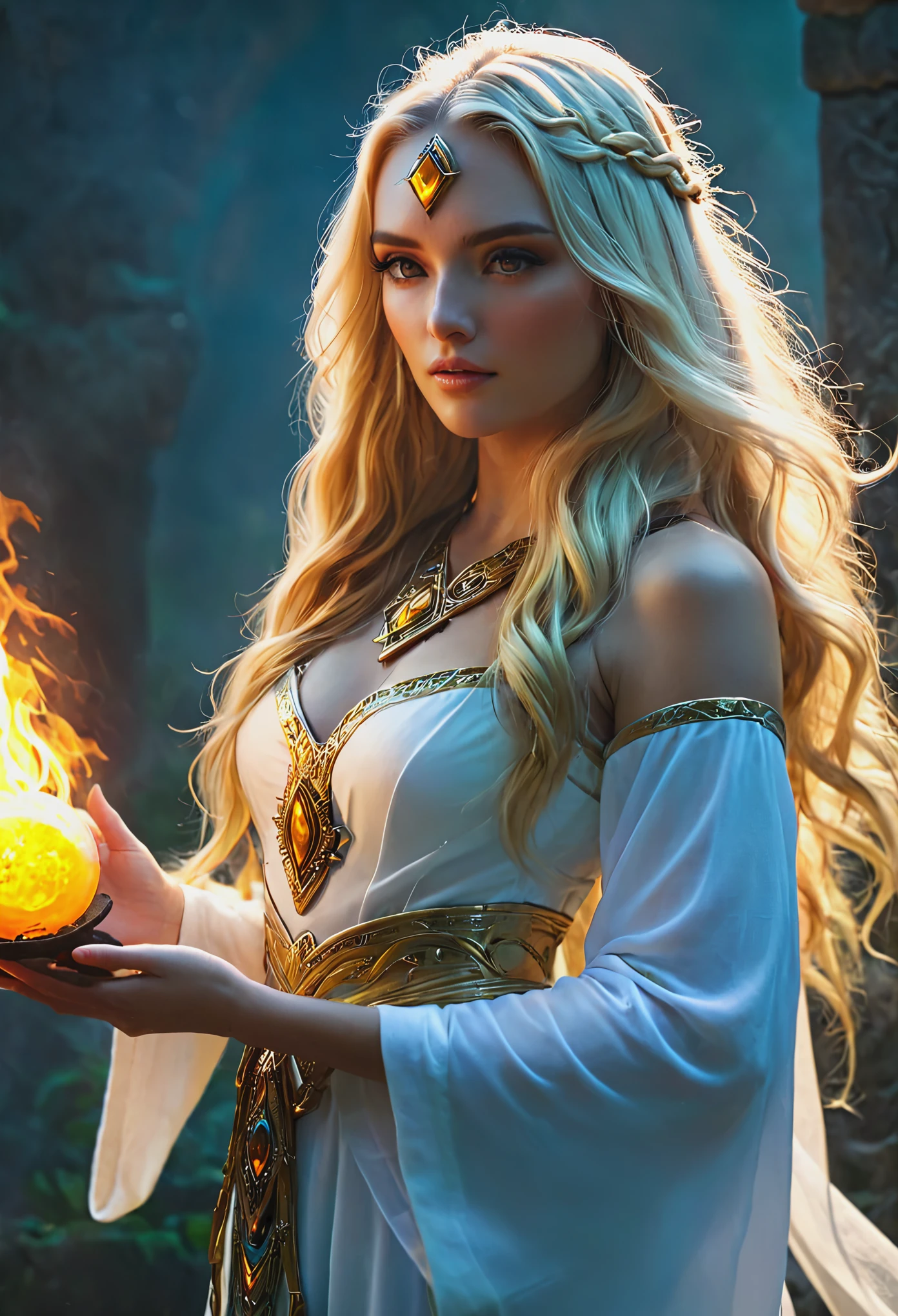 Blonde with long hair, Great Priestess