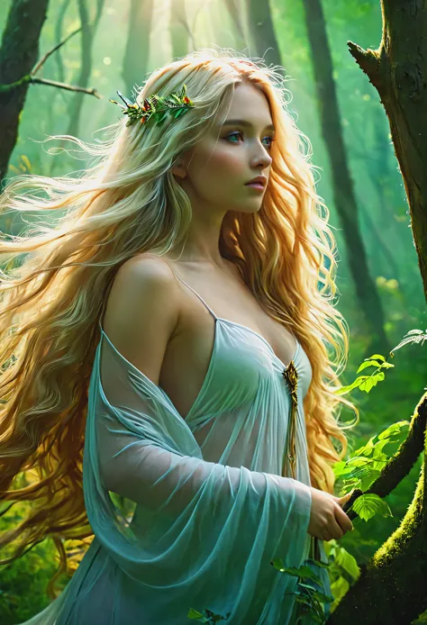 blonde with long hair guardian of the forest