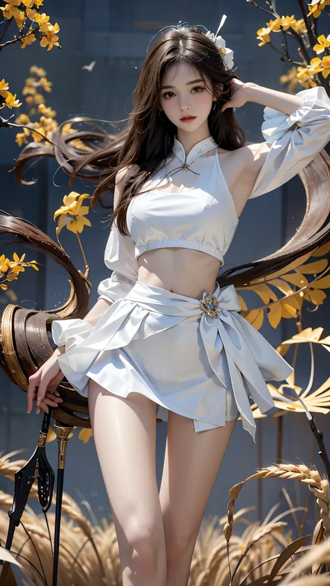 1girl，short skirt，Two piece fashionable outfit, masterpiece，best quality，high质量，high清晰度，high质量的纹理，high质量的阴影，high细节，beautiful det...