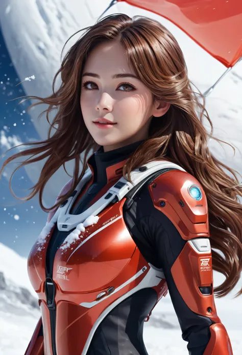 Special operation agent, futuristic tactical red suit, extra detailed, detailed anatomy, detailed face, detailed eyes, 1girls, b...